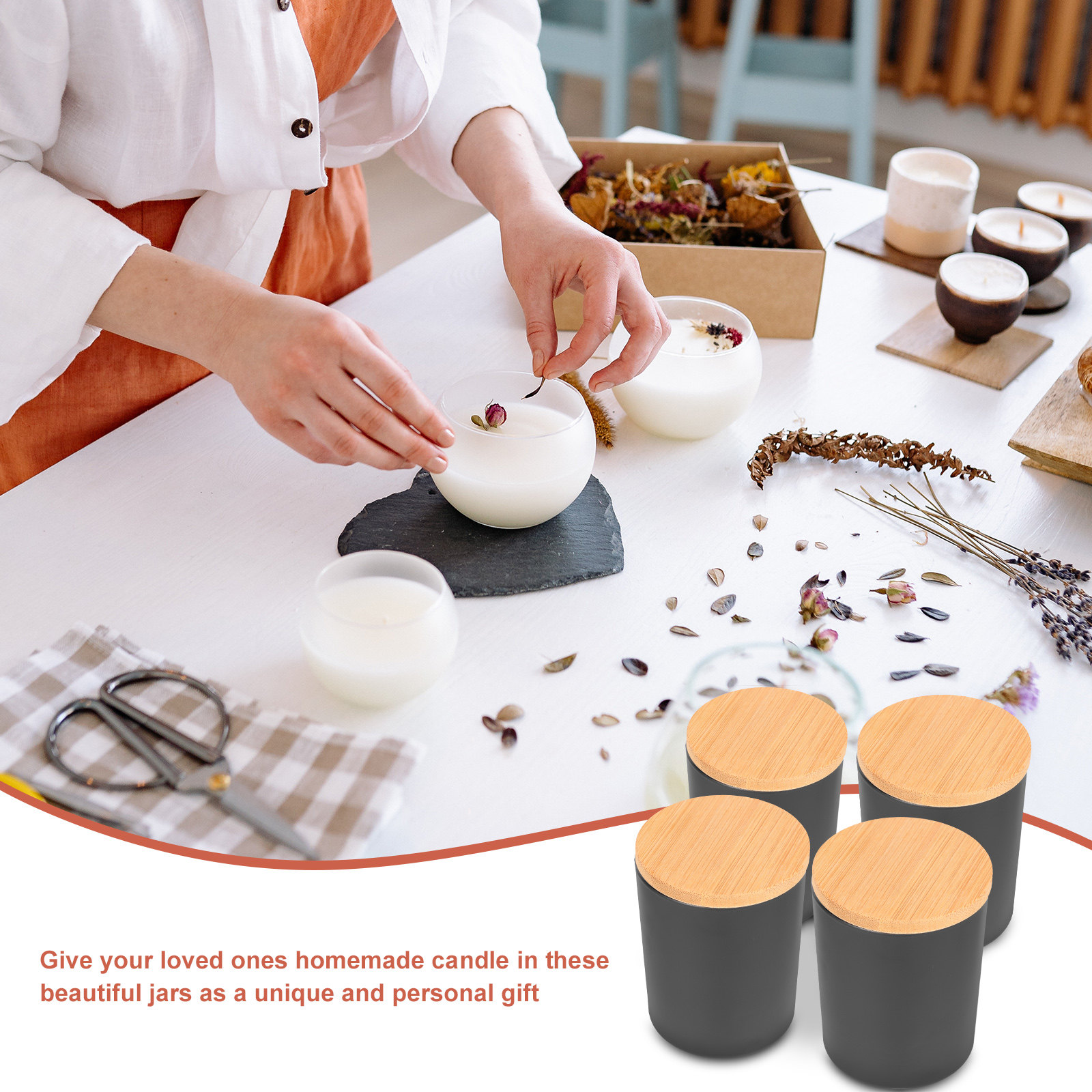 Juego de 4 recipientes de vidr - Candle Making Jars With Lids reseña y precio