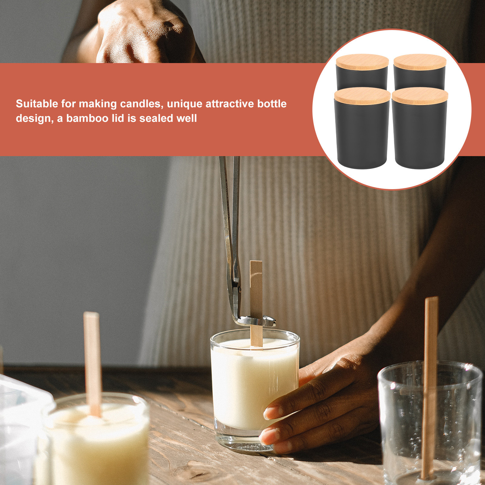Juego de 4 recipientes de vidr - Candle Making Jars With Lids reseña y precio